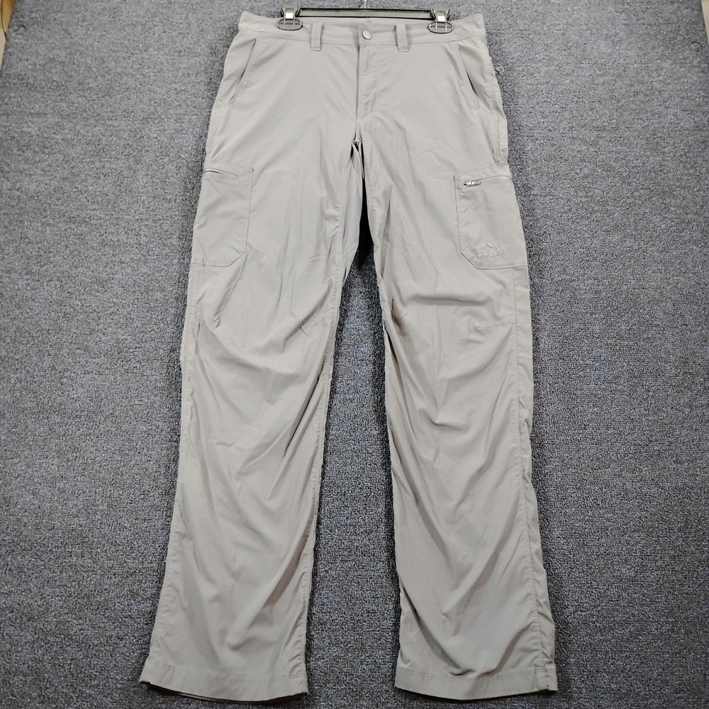 LL Bean Cresta Hiking Pants Mens 32x34 Gray Nylon Spandex Outdoor Cargo Trousers